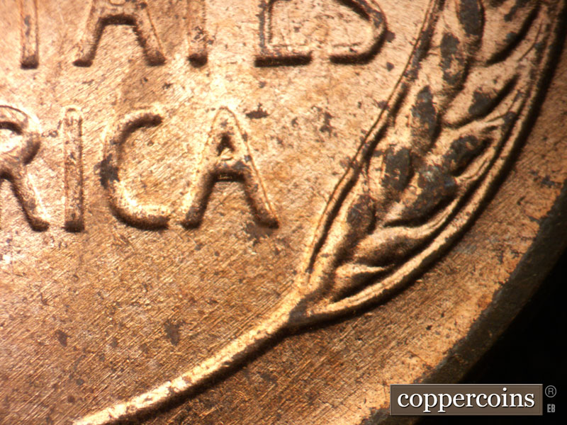 Die-stage A marker on 1955D•1MM•042 (1955 Repunched Mint Mark).