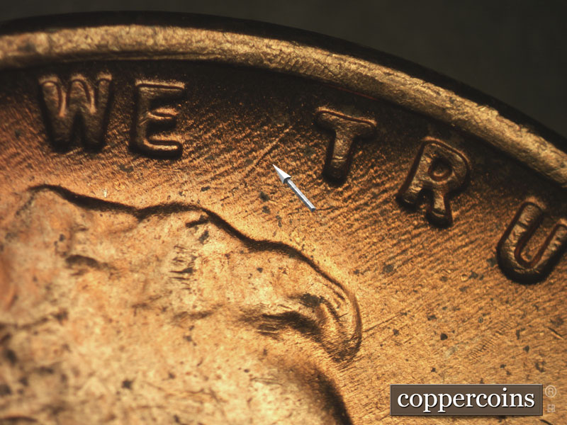 Die-stage C marker on 1955D•1MM•042 (1955 Repunched Mint Mark).