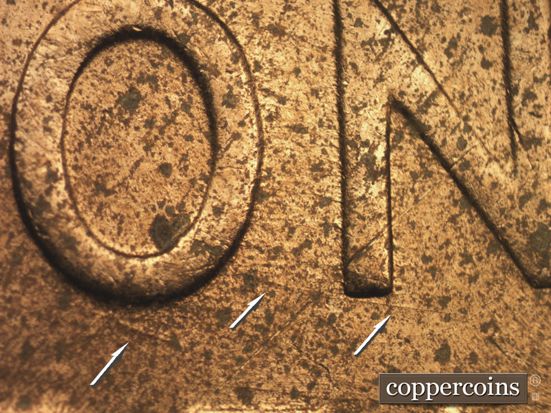 Die-stage C marker on 1955D•1MM•042 (1955 Repunched Mint Mark).