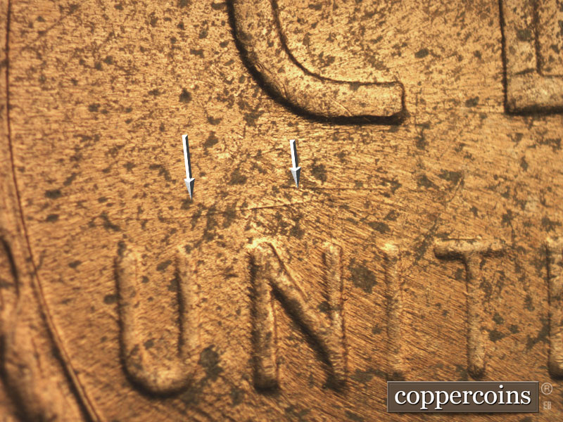 Die-stage C marker on 1955D•1MM•042 (1955 Repunched Mint Mark).