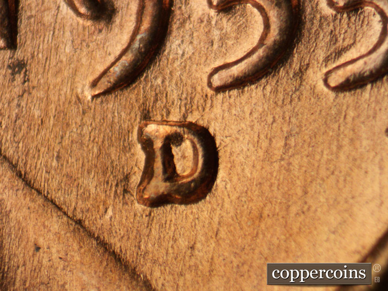 Die-stage A marker on 1955D•1MM•045 (1955 Repunched Mint Mark).