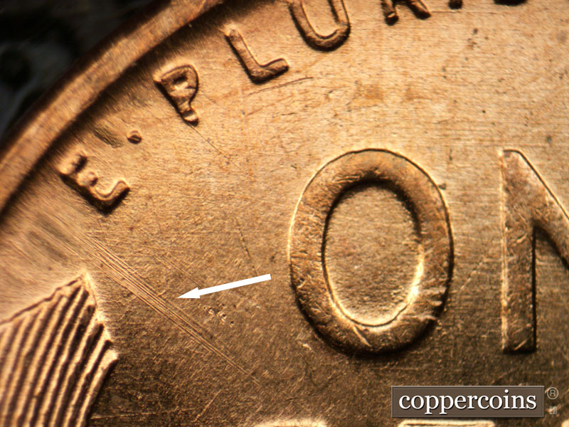 Die-stage A marker on 1955D•1MM•045 (1955 Repunched Mint Mark).