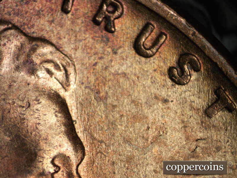 Die-stage B marker on 1955D•1MM•045 (1955 Repunched Mint Mark).