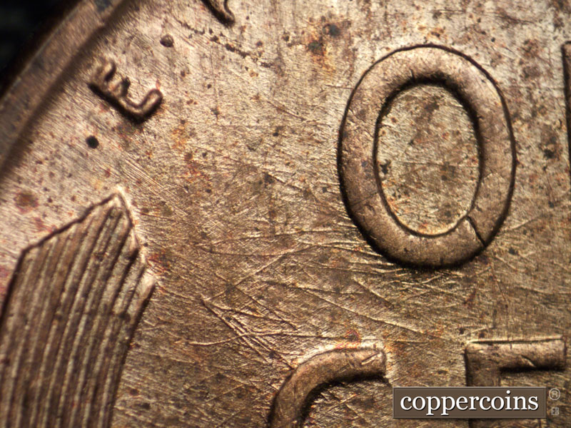 Die-stage B marker on 1955D•1MM•045 (1955 Repunched Mint Mark).