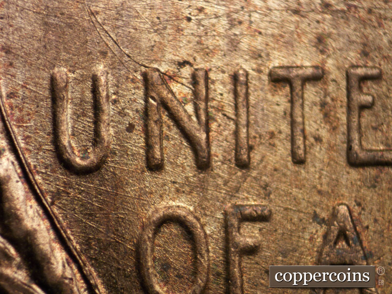 Die-stage B marker on 1955D•1MM•045 (1955 Repunched Mint Mark).