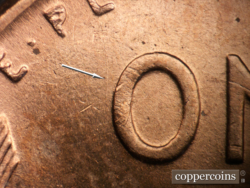 Die-stage B marker on 1955D•1MM•046 (1955 Repunched Mint Mark).