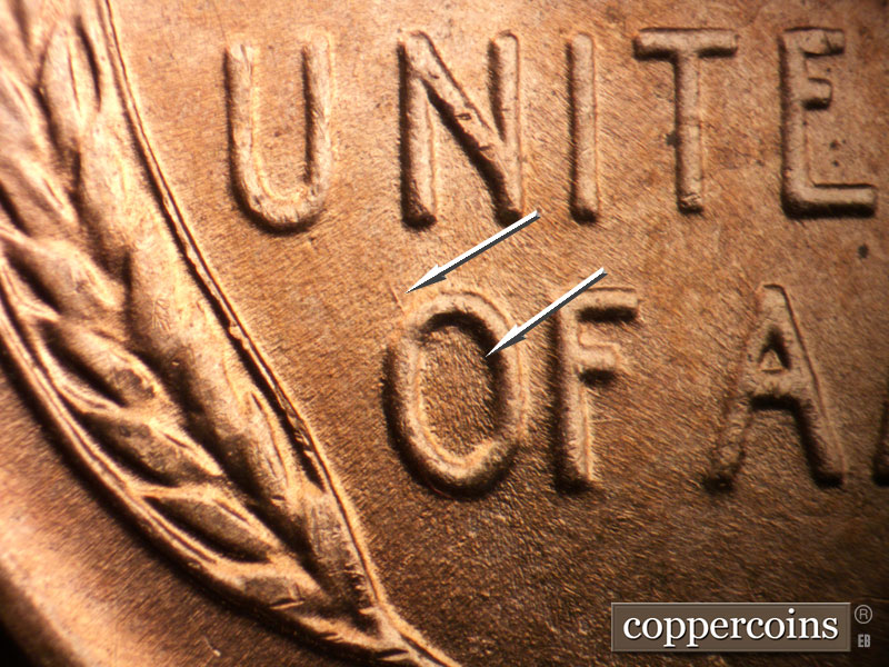 Die-stage B marker on 1955D•1MM•046 (1955 Repunched Mint Mark).