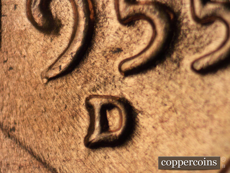 Die-stage C marker on 1955D•1MM•046 (1955 Repunched Mint Mark).