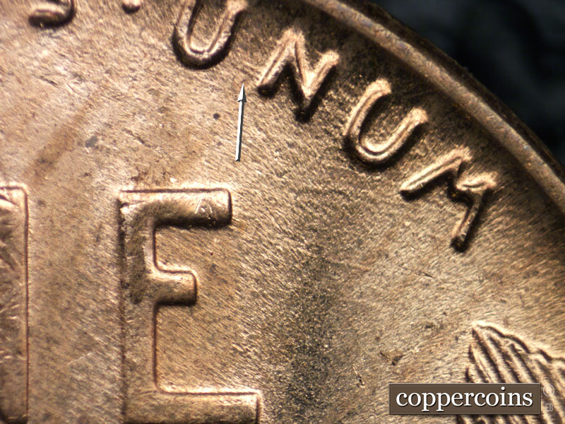 Die-stage C marker on 1955D•1MM•047 (1955 Repunched Mint Mark).