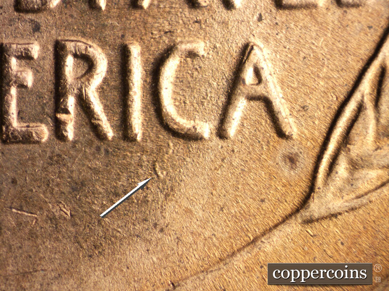 Die-stage B marker on 1955D•1MM•049 (1955 Repunched Mint Mark).