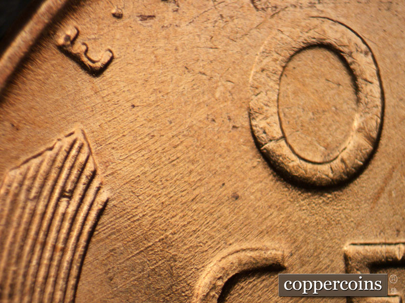 Die-stage B marker on 1955D•1MM•050 (1955 Repunched Mint Mark).