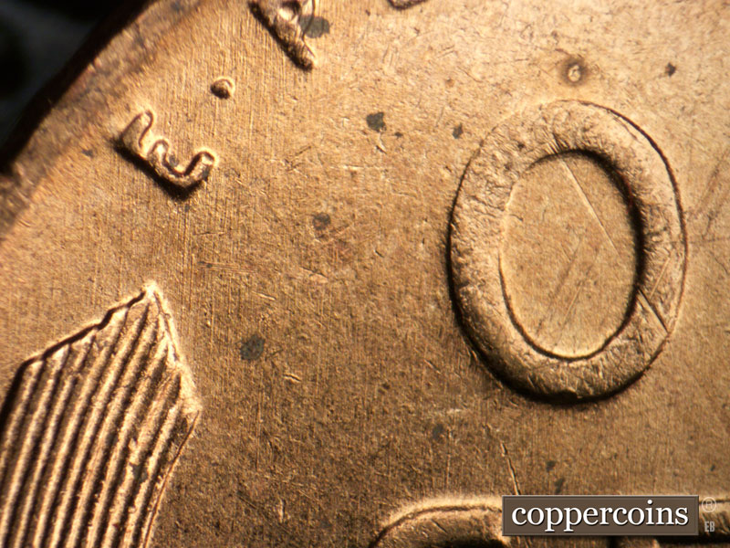 Die-stage C marker on 1955D•1MM•050 (1955 Repunched Mint Mark).