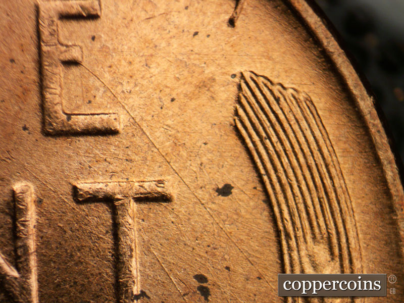 Die-stage B marker on 1955D•1MM•051 (1955 Repunched Mint Mark).