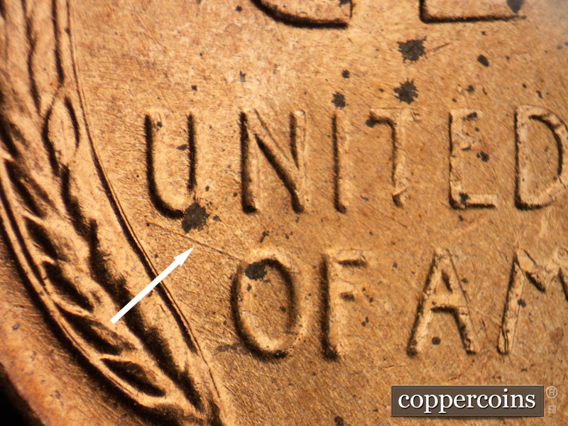 Die-stage B marker on 1955D•1MM•051 (1955 Repunched Mint Mark).
