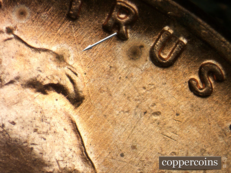 Die-stage C marker on 1955D•1MM•056 (1955 Repunched Mint Mark).