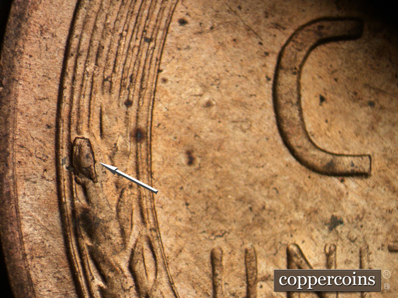 Die-stage C marker on 1955D•1MM•056 (1955 Repunched Mint Mark).