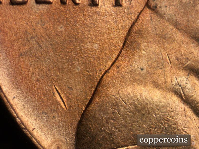 Die-stage A marker on 1955D•1MM•058 (1955 Repunched Mint Mark).