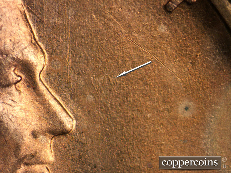 Die-stage A marker on 1955D•1MM•058 (1955 Repunched Mint Mark).