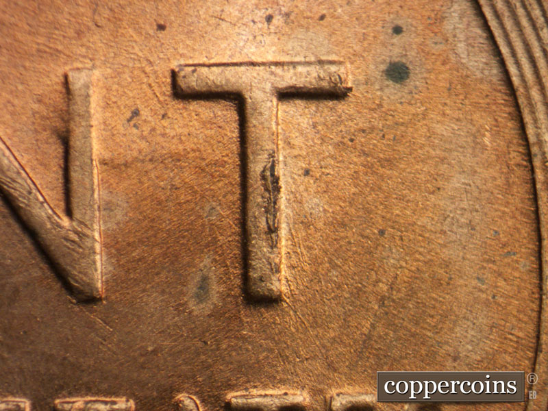 Die-stage A marker on 1955D•1MM•058 (1955 Repunched Mint Mark).