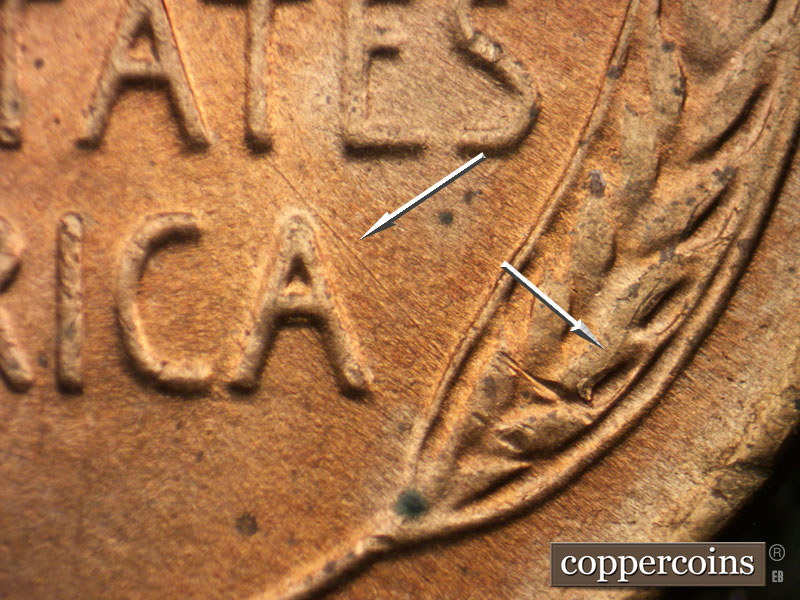 Die-stage A marker on 1955D•1MM•058 (1955 Repunched Mint Mark).