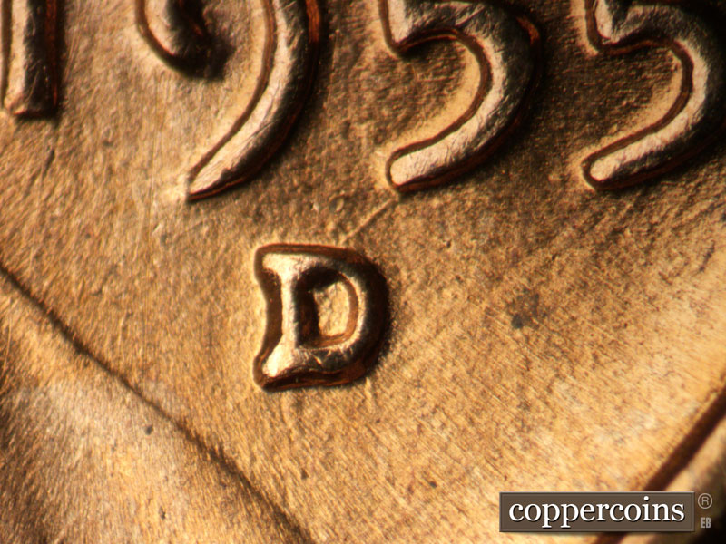 1955 Lincoln cent obverse, CopperCoins die 1955D•1MM•059.