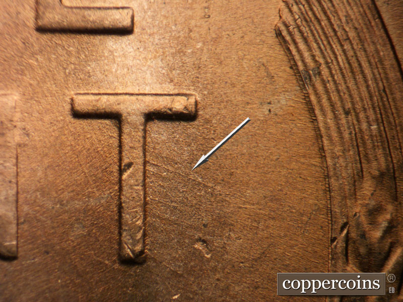 Die-stage B marker on 1955D•1MM•059 (1955 Repunched Mint Mark).