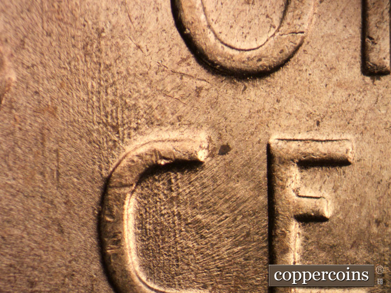 Die-stage C marker on 1955D•1MM•060 (1955 Repunched Mint Mark).