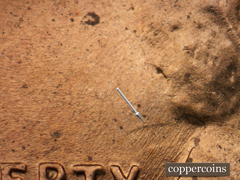Die-stage B marker on 1955D•1MM•061 (1955 Repunched Mint Mark).