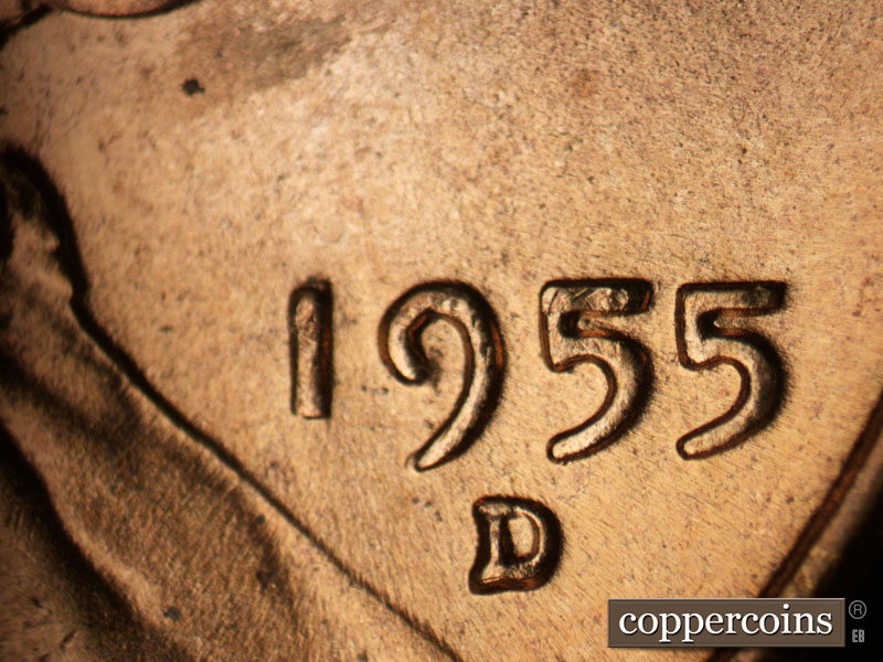 Die-stage C marker on 1955D•1MM•062 (1955 Repunched Mint Mark).