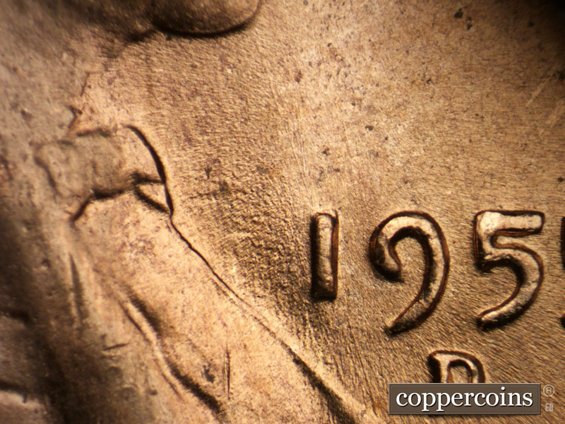 Die-stage C marker on 1955D•1MM•062 (1955 Repunched Mint Mark).