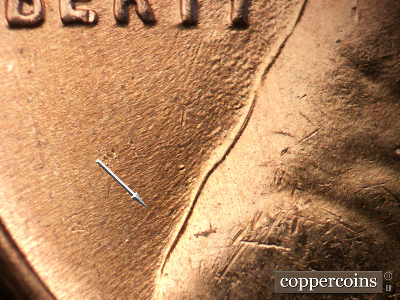 Die-stage B marker on 1955D•1MM•065 (1955 Repunched Mint Mark).