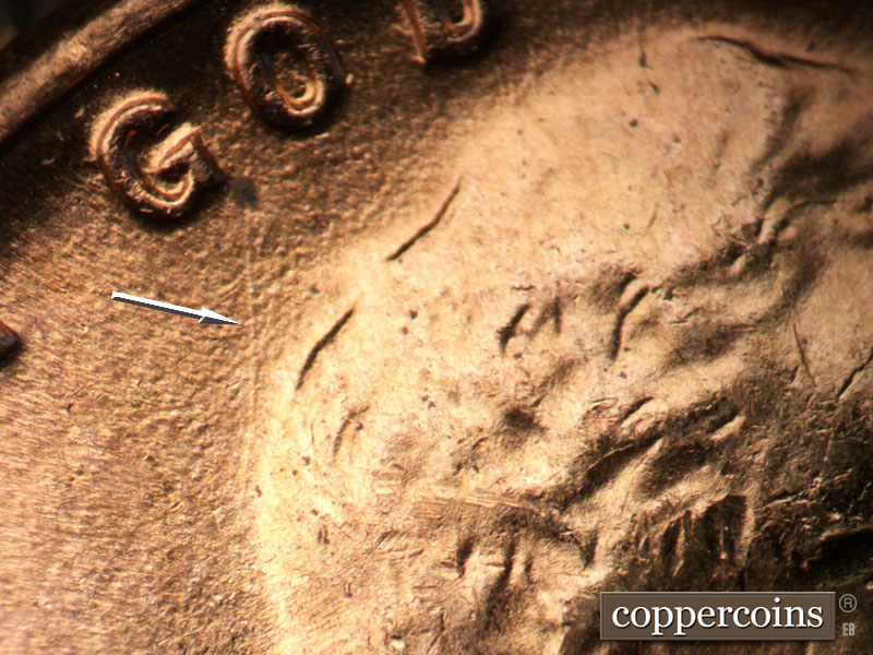 Die-stage B marker on 1955D•1MM•065 (1955 Repunched Mint Mark).