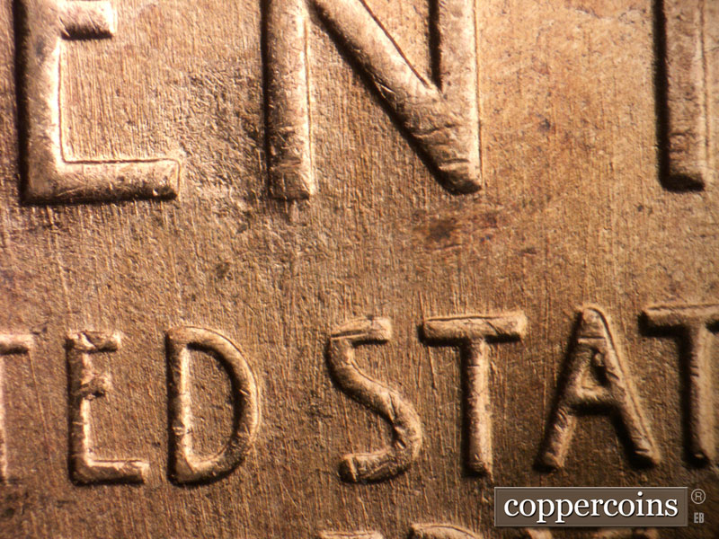 Die-stage B marker on 1955D•1MM•065 (1955 Repunched Mint Mark).