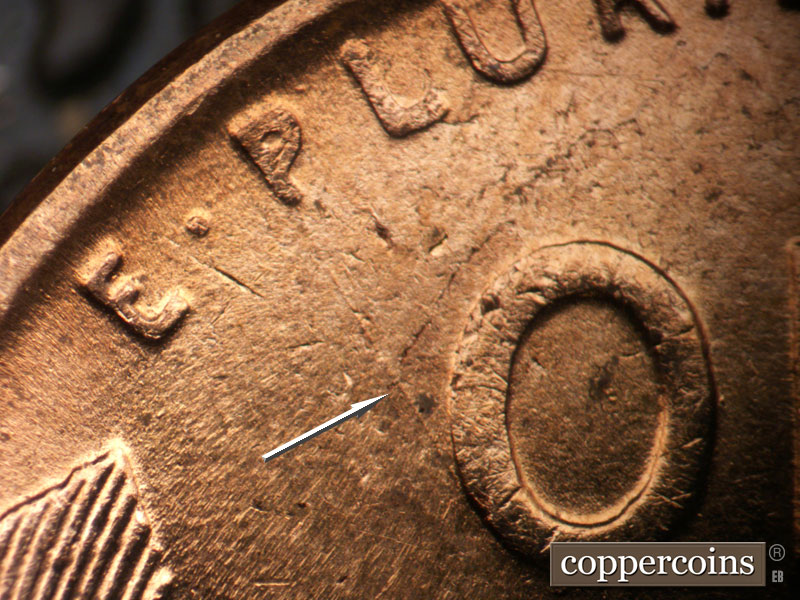 Die-stage B marker on 1955D•1MM•066 (1955 Repunched Mint Mark).