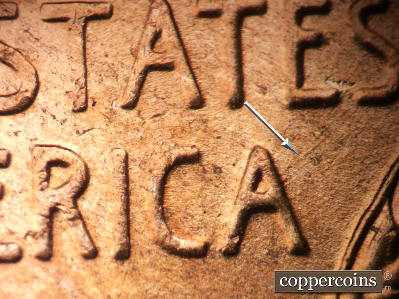 Die-stage B marker on 1955D•1MM•068 (1955 Repunched Mint Mark).