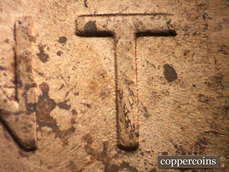 Die-stage C marker on 1955P•1DO•004 (1955 Doubled Die Obverse).