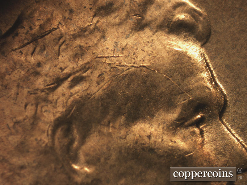 Die-stage C marker on 1955P•1DO•010 (1955 Doubled Die Obverse).