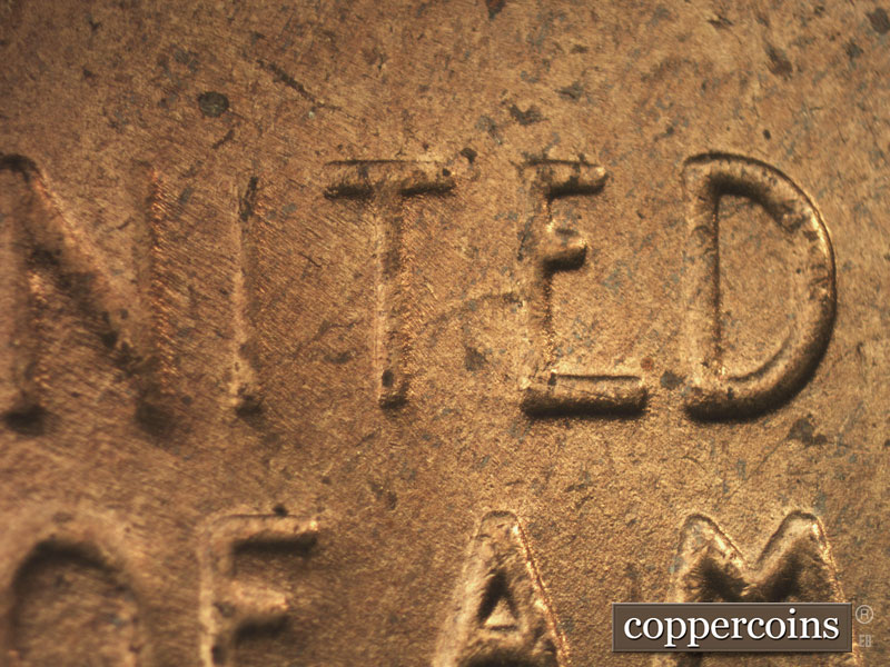 Die-stage C marker on 1955P•1DO•010 (1955 Doubled Die Obverse).