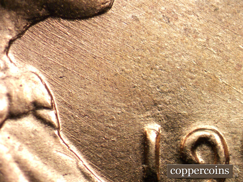 Die-stage B marker on 1955S•1MM•001 (1955 Repunched Mint Mark).