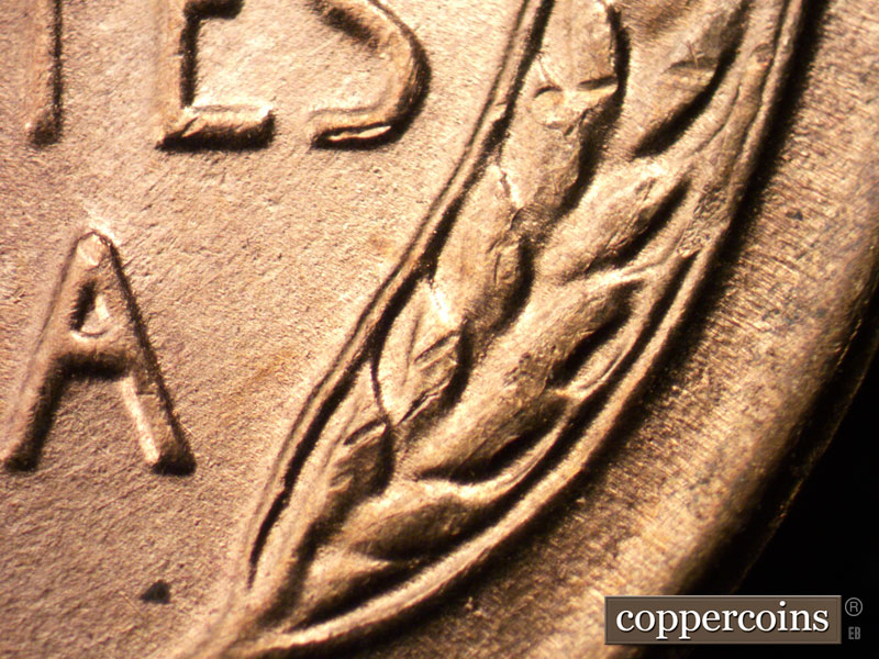 Die-stage B marker on 1955S•1MM•001 (1955 Repunched Mint Mark).