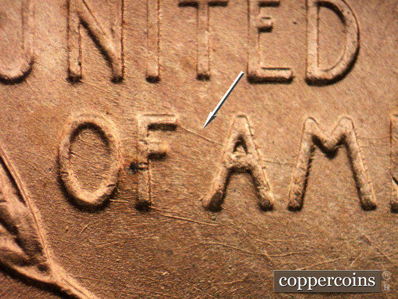 Die-stage C marker on 1955S•1MM•005 (1955 Repunched Mint Mark).
