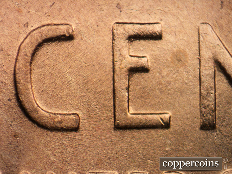 Die-stage C marker on 1955S•1MM•005 (1955 Repunched Mint Mark).