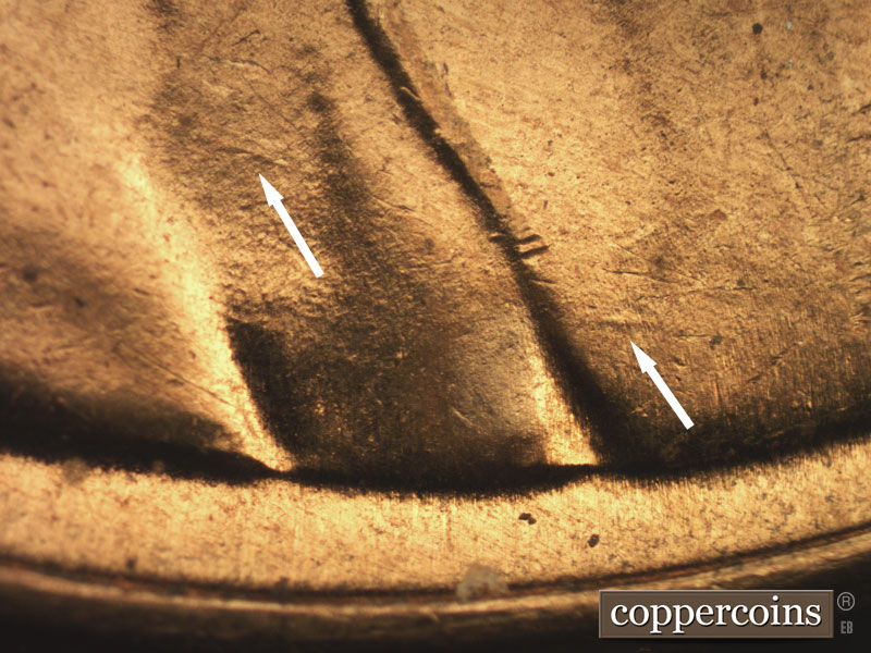 Die-stage B marker on 1955S•1MM•006 (1955 Repunched Mint Mark).