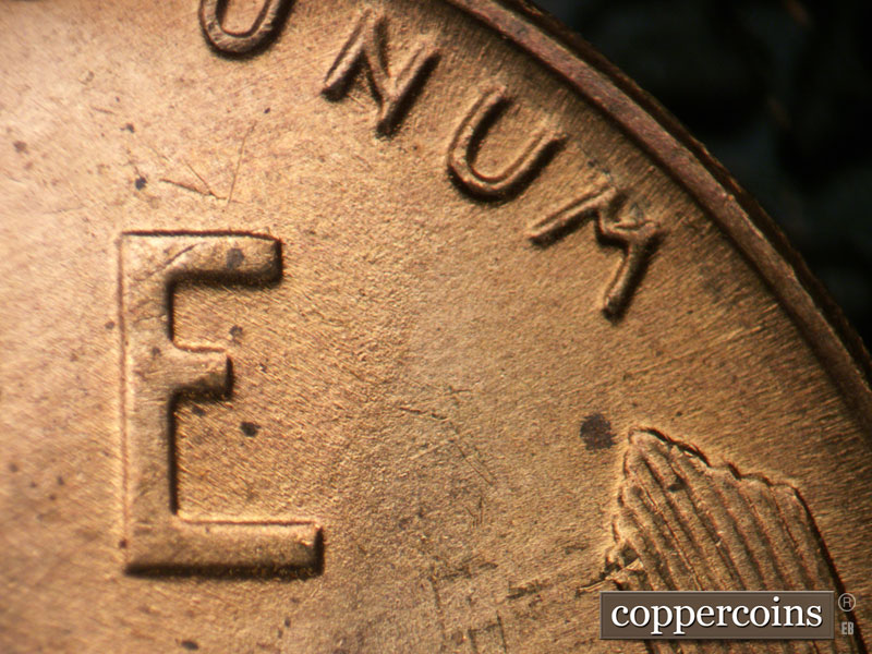 Die-stage B marker on 1955S•1MM•007 (1955 Repunched Mint Mark).
