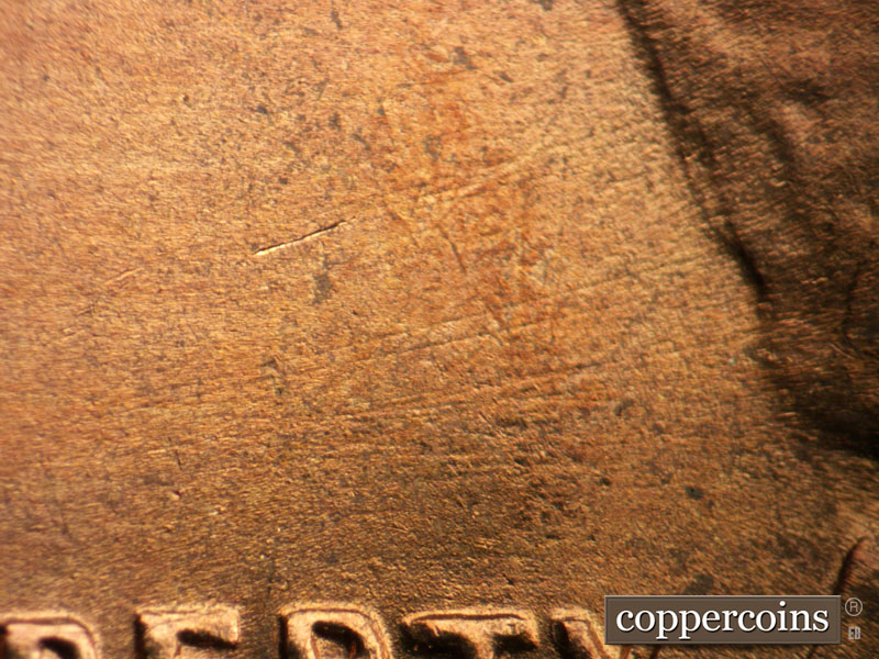 Die-stage C marker on 1955S•1MM•007 (1955 Repunched Mint Mark).