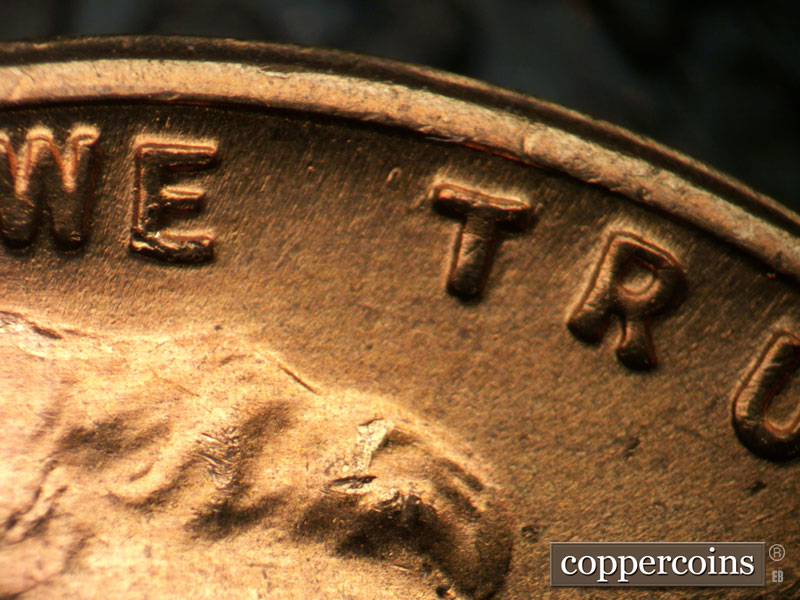 Die-stage C marker on 1955S•1MM•007 (1955 Repunched Mint Mark).