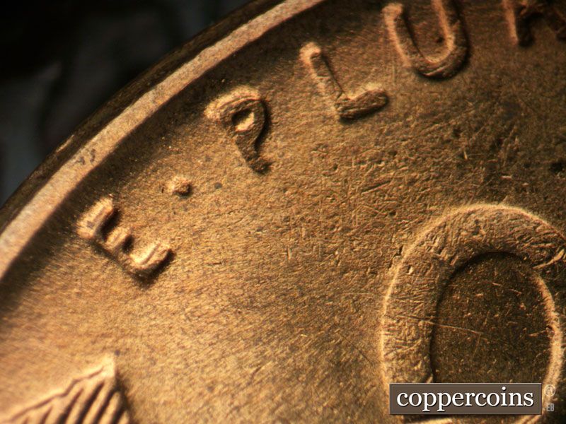 Die-stage C marker on 1955S•1MM•007 (1955 Repunched Mint Mark).