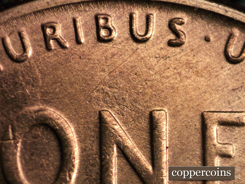 Die-stage B marker on 1955S•1MM•010 (1955 Repunched Mint Mark).