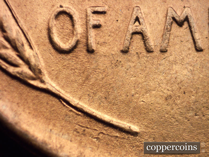 Die-stage B marker on 1955S•1MM•015 (1955 Repunched Mint Mark).