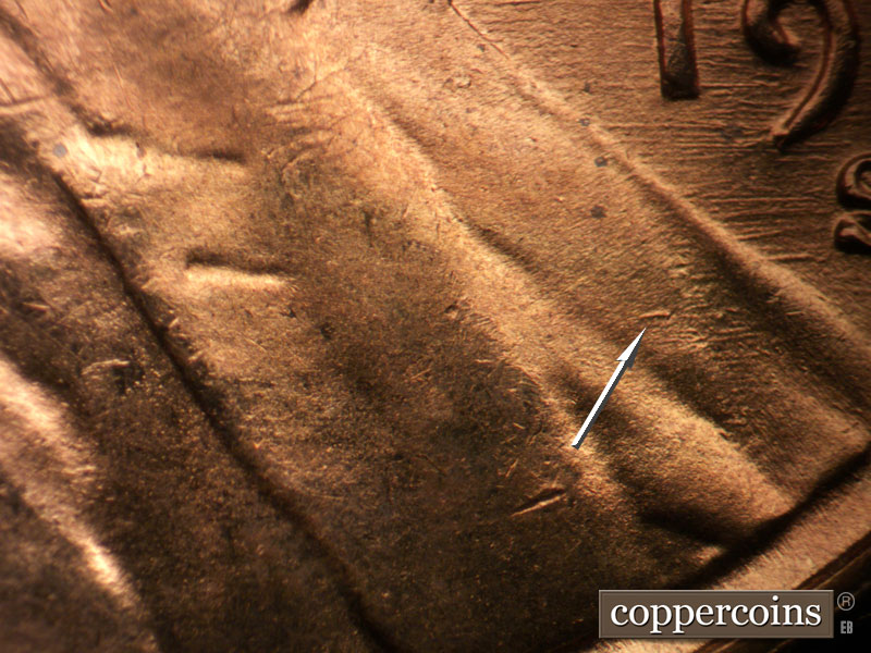 Die-stage C marker on 1955S•1MM•017 (1955 Repunched Mint Mark).